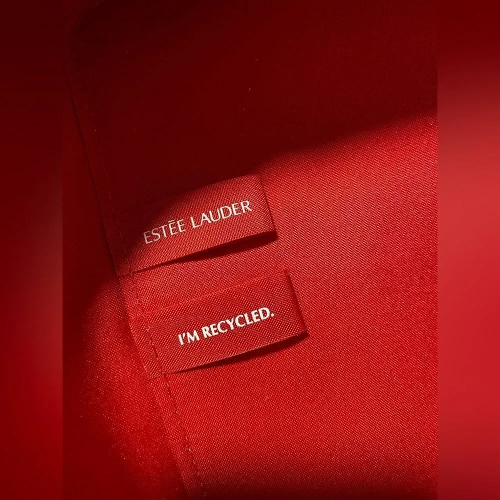 Estee Lauder Luxurious Red velvet velour bow Cosmetic makeup Case travel bag NEW